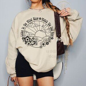 Listen To The Wind Blow Sweatshirt, Crew Neck Sweatshirt - Sand